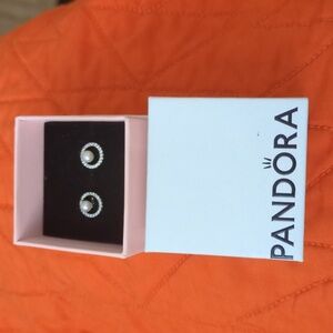 Pandora silver and pearl earrings